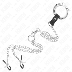 KINK - DREIFACH CHROM METALL PENISRING 3,8 CM BIS 5 CM MIT 26 CM METALLKETTE UND NIPPELKLEMMEN MODELL 1 – Produktansicht 5