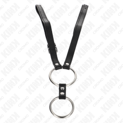 KINK - DOPPELTER PENISRING AUS METALL 3,8 CM BIS 5 CM MIT LEDERGURTE 112 CM – Produktansicht 3
