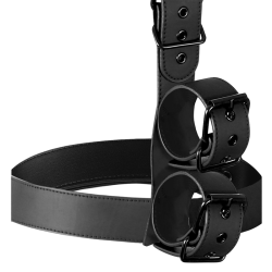 FETISH SUBMISSIVE BONDAGE - KRAGEN UND HANDGELENKMANSCHETTEN-KÖRPERFESTLEGE-SET – Produktansicht 6