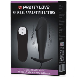 PRETTY LOVE - SILIKON ANAL PLUG PENIS FORM UND 12 VIBRATIONSMODI SCHWARZ – Produktansicht 7