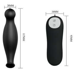 PRETTY LOVE - SILIKON ANALPLUG 12 VIBRATIONSMODI SCHWARZ – Produktansicht 4