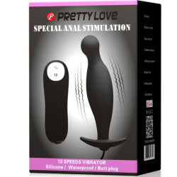 PRETTY LOVE - SILIKON ANALPLUG 12 VIBRATIONSMODI SCHWARZ – Produktansicht 7