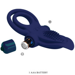 PRETTY LOVE - BRONSON DOPPELRING MIT VIBRATION BLAU – Produktansicht 7