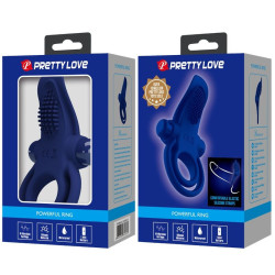 PRETTY LOVE - BRONSON DOPPELRING MIT VIBRATION BLAU – Produktansicht 9