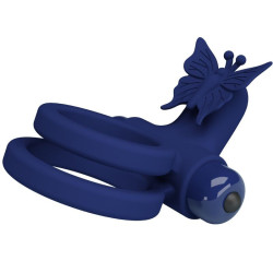 PRETTY LOVE - JAMELE DOPPELRING MIT VIBRATION & SCHMETTERLINGSTIMULATOR BLAU – Produktansicht 5