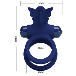 PRETTY LOVE - JAMELE DOPPELRING MIT VIBRATION & SCHMETTERLINGSTIMULATOR BLAU – Produktansicht 7