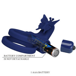 PRETTY LOVE - JAMELE DOPPELRING MIT VIBRATION & SCHMETTERLINGSTIMULATOR BLAU – Produktansicht 9