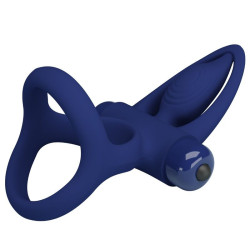 PRETTY LOVE - MAT DOPPELRING MIT VIBRATION & STIMULATOR BLAU – Produktansicht 5