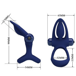 PRETTY LOVE - MAT DOPPELRING MIT VIBRATION & STIMULATOR BLAU – Produktansicht 7