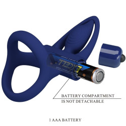 PRETTY LOVE - MAT DOPPELRING MIT VIBRATION & STIMULATOR BLAU – Produktansicht 9