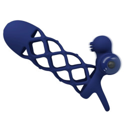 PRETTY LOVE - GIANN VIBRATORRING MIT SILIKONHÜLLE BLAU – Produktansicht 2