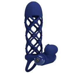 PRETTY LOVE - GIANN VIBRATORRING MIT SILIKONHÜLLE BLAU – Produktansicht 3