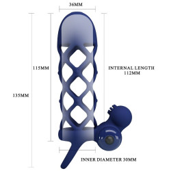 PRETTY LOVE - GIANN VIBRATORRING MIT SILIKONHÜLLE BLAU – Produktansicht 4