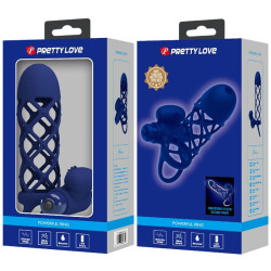 PRETTY LOVE - GIANN VIBRATORRING MIT SILIKONHÜLLE BLAU – Produktansicht 7