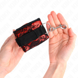 KINK - SCANDAL HANDGELENKSFESSELN ROT-SCHWARZ – Produktansicht 4