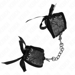 KINK - SCANDAL HANDGELENKSFESSELN SCHWARZE SPITZENDETAILS 24,5 CM X 6,5 CM – Produktansicht 3
