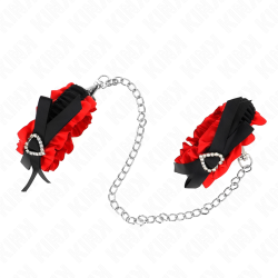 KINK - ELASTISCHE HANDGELENKSFESSELN AUS SPITZE MIT ROTEN HERZDETAILS, VERSTELLBAR 22-35 CM – Produktansicht 2