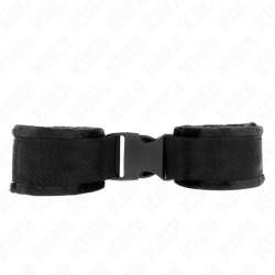 KINK - NYLON BIND-HANDFESSELN MIT KLETTVERSCHLUSS ROT-SCHWARZ MODELL 1 VERSTELLBAR 25-35 CM X 6 CM – Produktansicht 2