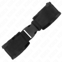 KINK - NYLON BIND-HANDFESSELN MIT KLETTVERSCHLUSS ROT-SCHWARZ MODELL 1 VERSTELLBAR 25-35 CM X 6 CM – Produktansicht 3