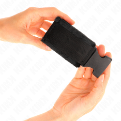 KINK - NYLON BIND-HANDFESSELN MIT KLETTVERSCHLUSS ROT-SCHWARZ MODELL 1 VERSTELLBAR 25-35 CM X 6 CM – Produktansicht 4
