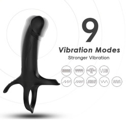 ARMONY - DILDO MIT RING & VIBRATOR SCHWARZ – Produktansicht 6