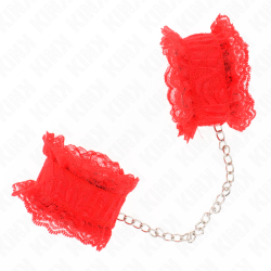 KINK - ELASTISCHE HANDGELENKSFESSELN AUS SPITZE ROT – Produktansicht 3