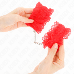 KINK - ELASTISCHE HANDGELENKSFESSELN AUS SPITZE ROT – Produktansicht 4