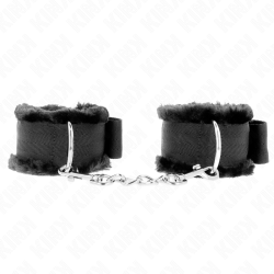 KINK - PELZGEFÜTTERTE HANDGELENKFESSELN SCHWARZ VERSTELLBAR 17-31 CM X 7 CM – Produktansicht 2