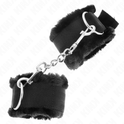 KINK - PELZGEFÜTTERTE HANDGELENKFESSELN SCHWARZ VERSTELLBAR 17-31 CM X 7 CM – Produktansicht 3