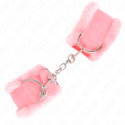 KINK - PELZGEFÜTTERTE HANDGELENKFESSELN ROSA VERSTELLBAR 17-31 CM X 7 CM – Produktansicht 3