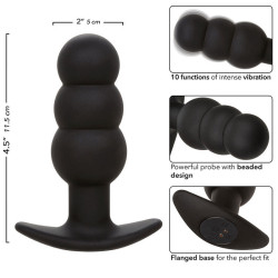 CALEXOTICS - ROCK BOTTOM ANAL PLUG MIT PERLEN 10 VIBRATIONEN SILIKON SCHWARZ – Produktansicht 7