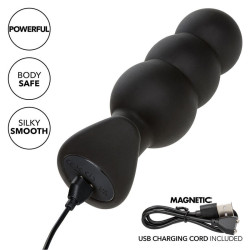 CALEXOTICS - ROCK BOTTOM ANAL PLUG MIT PERLEN 10 VIBRATIONEN SILIKON SCHWARZ – Produktansicht 8