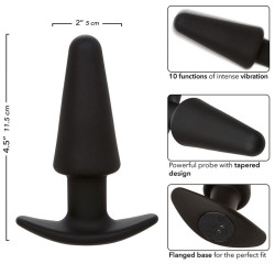 CALEXOTICS - ROCK BOTTOM TAPERED ANAL PLUG 10 VIBRACIONES SILIKON SCHWARZ – Produktansicht 7