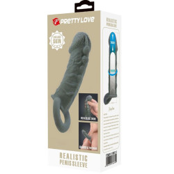 PRETTY LOVE - REALISTISCHER PENISVERGRÖSSERER UND VERZÖGERUNGSHÜLSE GRAU – Produktansicht 8