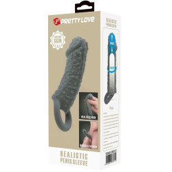 PRETTY LOVE - REALISTISCHER PENISVERGRÖSSERER UND VERZÖGERUNGSHÜLSE MODELL 2 GRAU – Produktansicht 8