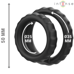 INTENSE - DEWEY DOPPELTER PENISRING AUS SILIKON SCHWARZ MODELL 2 – Produktansicht 3