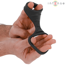 INTENSE - THEO DOPPELTER PENISRING AUS SILIKON SCHWARZ MODELL 3 – Produktansicht 4