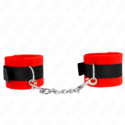KINK - BEGINNER PELZHANDMANSCHETTEN SCHWARZ-ROT 30 X 7 CM – Produktansicht 2