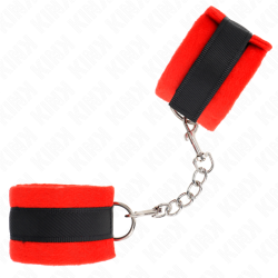 KINK - BEGINNER PELZHANDMANSCHETTEN SCHWARZ-ROT 30 X 7 CM – Produktansicht 3