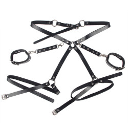 SUBBLIME - 953690 HANDSCHELLEN MIT BONDAGE-GÜRTEL SCHWARZ EINE GRÖSSE – Produktansicht 4