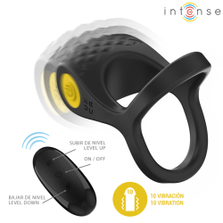 INTENSE - ALEX VIBRATOR DOPPEL-PENISRING 10 VIBRATIONEN SCHWARZ – Produktansicht 3