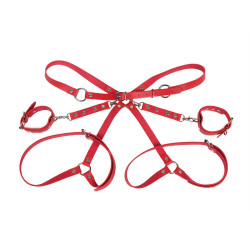 SUBBLIME - 953706 HANDSCHELLEN MIT BONDAGE-GÜRTEL ROT EINE GRÖSSE – Produktansicht 4