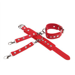 SUBBLIME - 953706 HANDSCHELLEN MIT BONDAGE-GÜRTEL ROT EINE GRÖSSE – Produktansicht 5