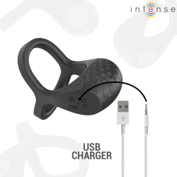 INTENSE - ALEX VIBRATOR DOPPEL-PENISRING 10 VIBRATIONEN SCHWARZ – Produktansicht 6