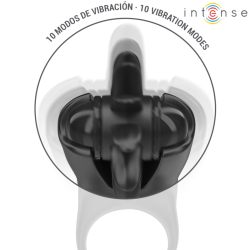 INTENSE - MABEL VIBRATIONSRING 10 VIBRATIONEN MIT KLITORISSTIMULATOR SCHWARZ – Produktansicht 4