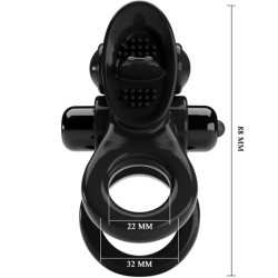 PRETTY LOVE - PASSIONATE RING DOPPELTER VIBRATIONSRING + KLITORIS-STIMULATOR SCHWARZ – Produktansicht 4