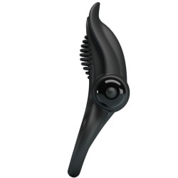 PRETTY LOVE - DOPPELTER VIBRATIONSRING + KLITORISSTIMULATOR 10 VIBRATIONEN SCHWARZ – Produktansicht 2