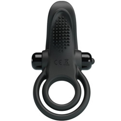PRETTY LOVE - DOPPELTER VIBRATIONSRING + KLITORISSTIMULATOR 10 VIBRATIONEN SCHWARZ – Produktansicht 3