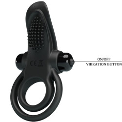 PRETTY LOVE - DOPPELTER VIBRATIONSRING + KLITORISSTIMULATOR 10 VIBRATIONEN SCHWARZ – Produktansicht 4