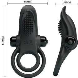 PRETTY LOVE - DOPPELTER VIBRATIONSRING + KLITORISSTIMULATOR 10 VIBRATIONEN SCHWARZ – Produktansicht 5